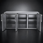 Thumbnail image #4 for Krowne BR72 72-Inch Remote Back Bar Storage Cabinet, 3-Section, 3 Solid Swing Doors, Black Exterior, Stainless Steel Interior