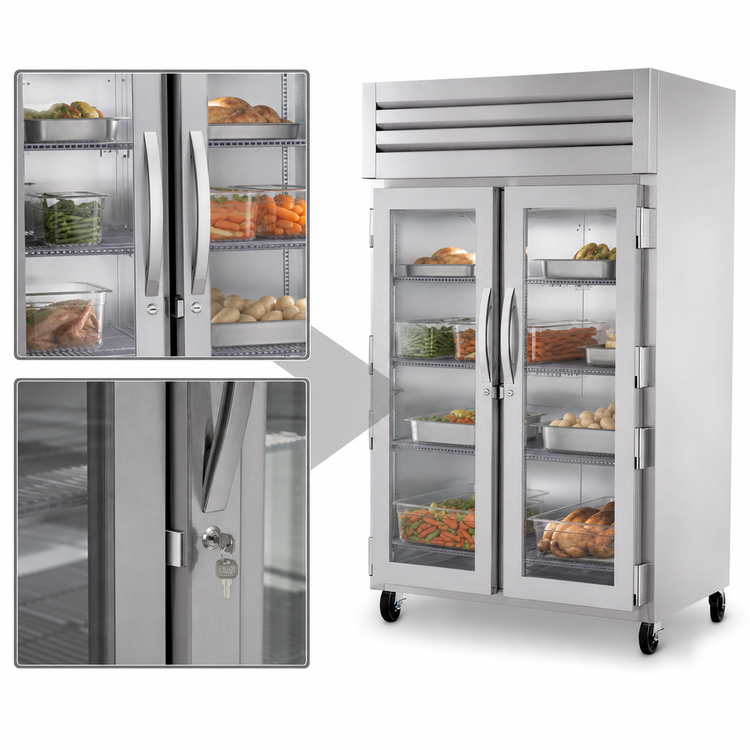 Product image #4 for True SPEC SERIES Two-Section Heated Reach-In Holding Cabinet with 2 Glass Doors and 6 Chrome Shelves