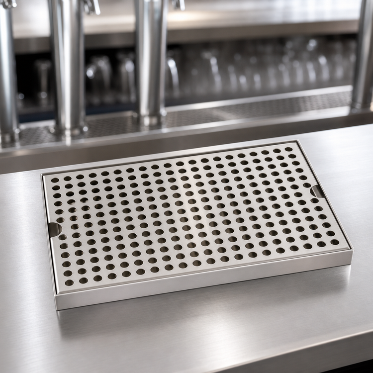 Product image #4 for Stainless Steel Surface Mount Drip Tray Trough, 12"W x 8"D