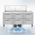 Thumbnail image #4 for Continental Refrigerator SW72N24M-D 72 Inch Mighty Top Three-Section Refrigerated Sandwich Prep Table with Drawers