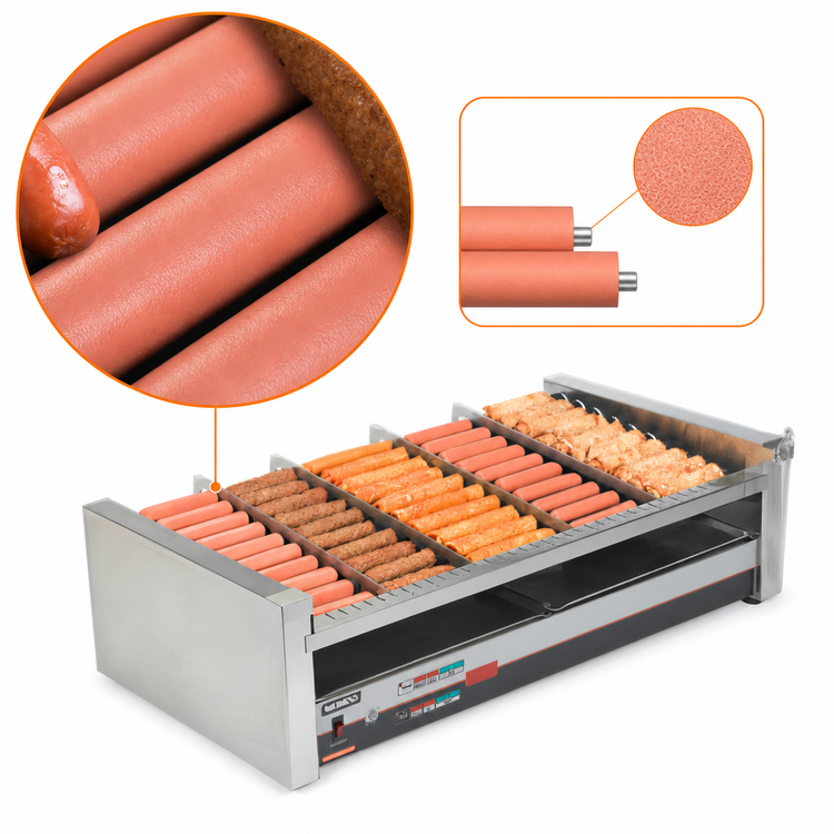 Product image #4 for Nemco Digital Countertop Slanted Roller Grill with GripsIt Rollers, 50 Hot Dog Capacity