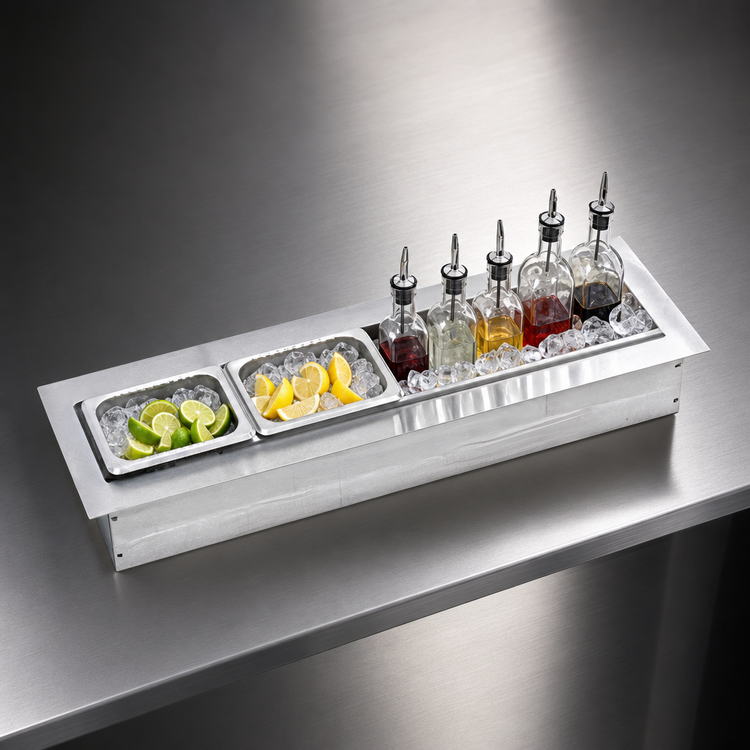 Product image #4 for Glastender 30-Inch Drop-In Stainless Steel Mixology Well for Ice-Chilled Storage