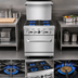 Thumbnail image #5 for CookRite 24-Inch 4-Burner Propane Commercial Gas Range with Space Saver Oven and Hi-Shelf