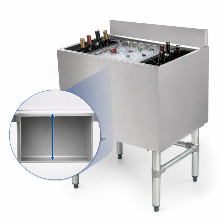Product image #4 for Omcan 24-Inch Floor Model No Cold Plate Insulated Stainless Steel Bar Ice Bin with Bottle Holder