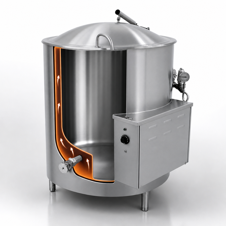 Product image #4 for AccuTemp Edge Series 30-Gallon Electric Stationary Steam Kettle with 2/3 Jacket and 316 Stainless Steel Liner