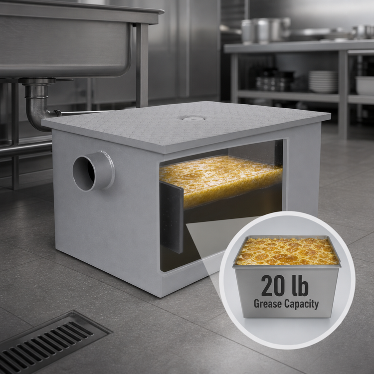 Product image #4 for Klinger's Trading GT-20 Grease Interceptor, 10 GPM, 20 lb Capacity