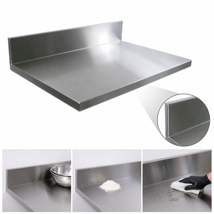Product image #4 for John Boos 144 x 25-Inch Stainless Steel Countertop with 6-Inch Boxed Backsplash, 1-1/2-Inch Thick