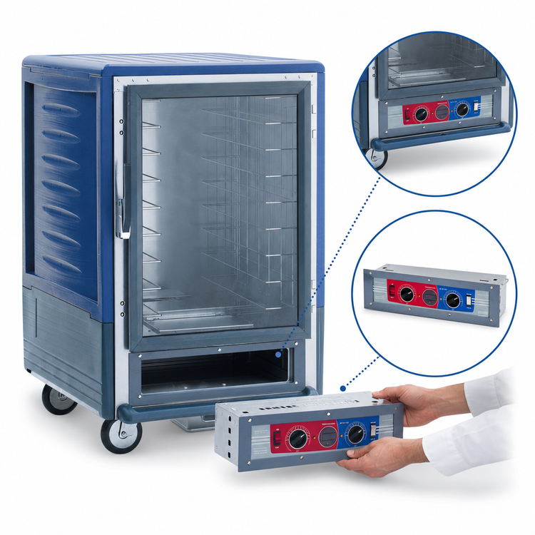 Product image #4 for Metro C5 3 Series Low-Watt Half-Height Combination Heated Holding and Proofing Cabinet with Blue Insulation Armour and Clear Polycarbonate Door