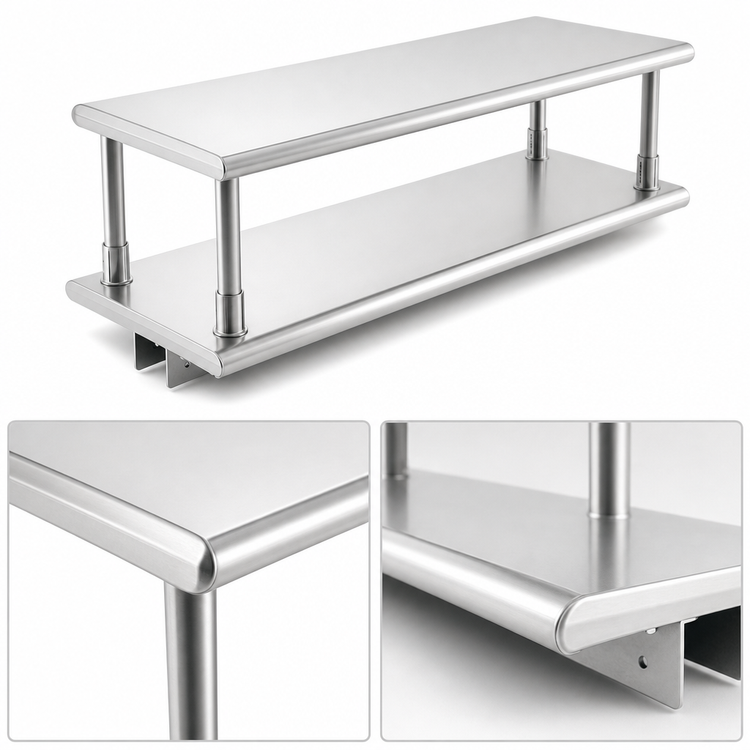 Product image #4 for Eagle Pass-Thru Shelf with Overshelf, 24 Inch W x 18 Inch D, Wall Mounted Stainless Steel