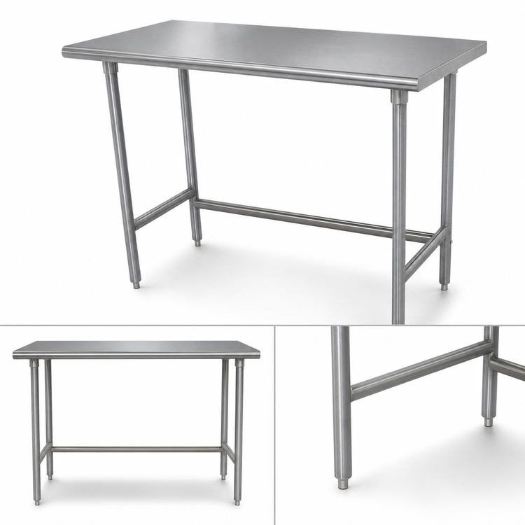 Product image #4 for Advance Tabco 108" x 36" 14-Gauge 304 Stainless Steel Flat Top Open Base Work Table