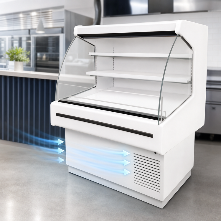 Product image #5 for Howard-McCray 40E Series Dairy Curved End Open-Air Merchandiser, 51 Inch W, Self-Contained Refrigeration, White, 2-Shelf