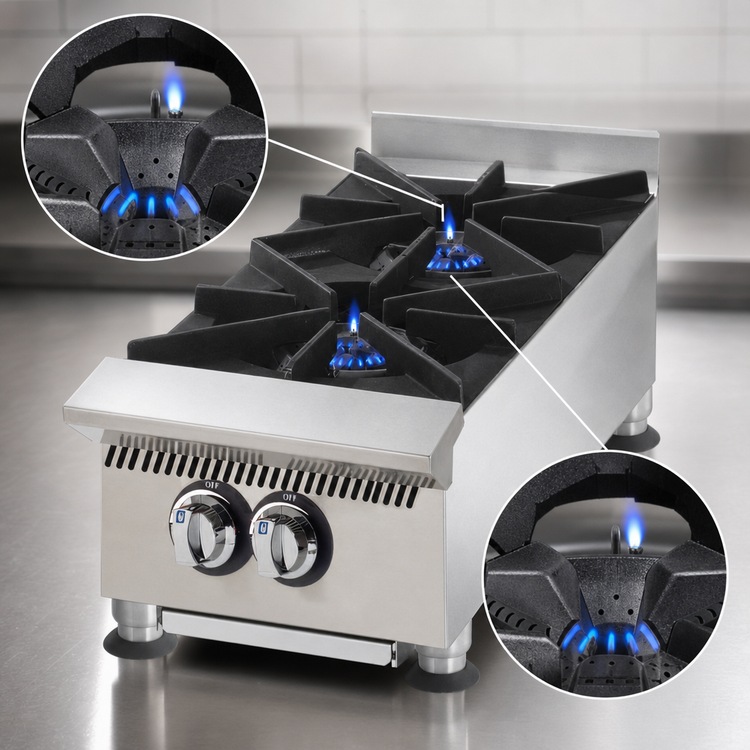 Product image #4 for Ultra-Max 12-Inch Countertop Gas Hot Plate, 2 Burners, 60,000 BTU