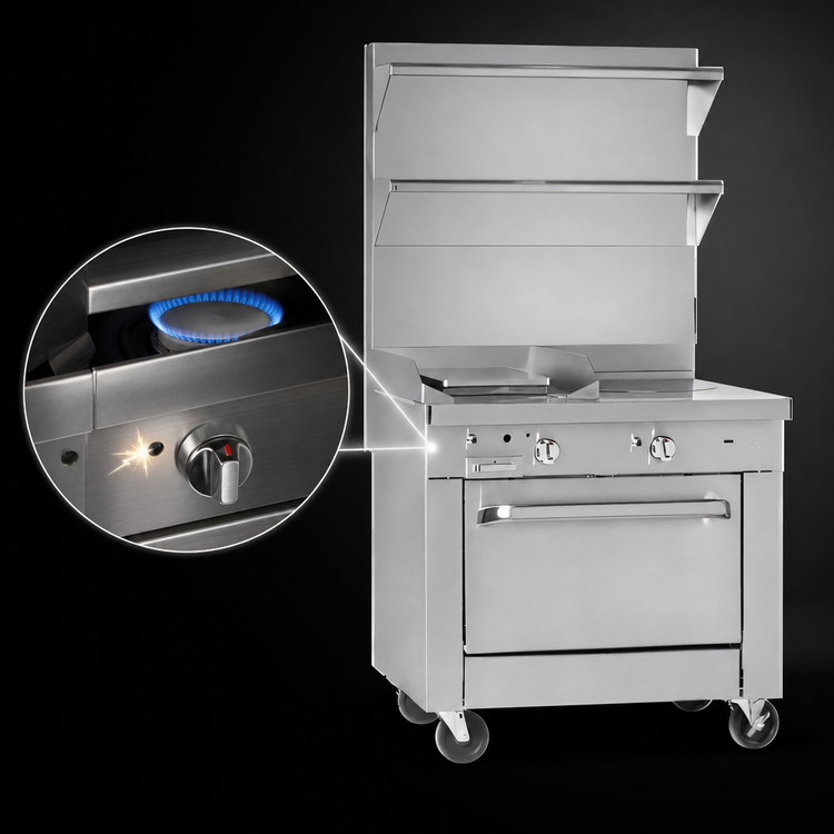 Product image #4 for 32-Inch Heavy Duty Floor Model Gas Sectional Range with Full-Width Graduated Hot Top and Standard Oven