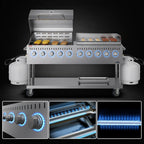 Thumbnail image #4 for Koolmore CGKIT7-D36G36 Mobile 10-Burner Commercial Propane Outdoor Grill, Stainless Steel, with 36-Inch Dome Cover and Griddle
