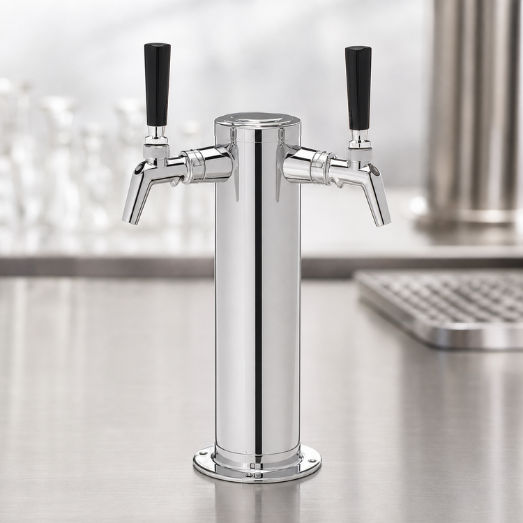 Product image #4 for Perlick 2-Faucet Standard-Height Air-Cooled Draft Beer Dispensing Tower, Polished Chrome