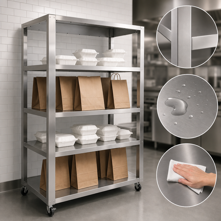 Product image #4 for Nemco Freestanding Stainless Steel 5-Shelf To-Go Shelf, 41-5/8"W x 20-1/8"D x 62-3/16"H