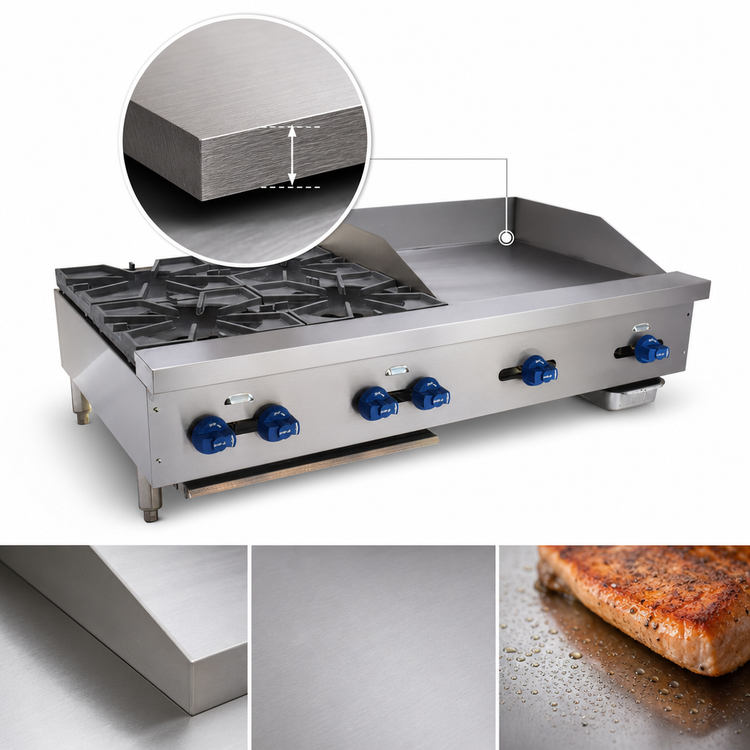 Product image #4 for Comstock-Castle 48-Inch Countertop Gas Char-Broiler/Griddle Combination with 24-Inch Griddle and 24-Inch Lava Broiler
