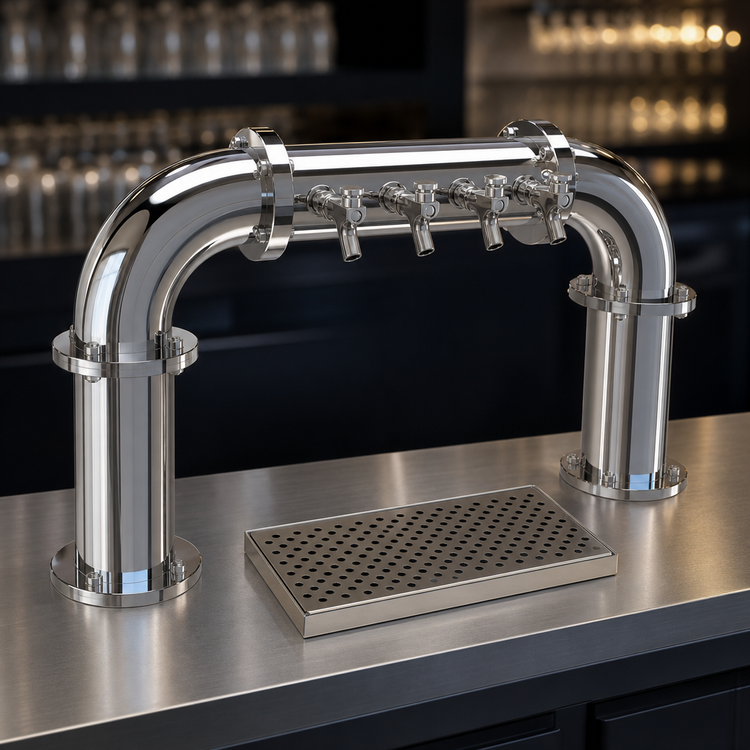 Product image #4 for Glastender Pipe Pass-Thru Countertop Glycol-Cooled Draft Dispensing Tower with 4 Faucets, 2 Columns