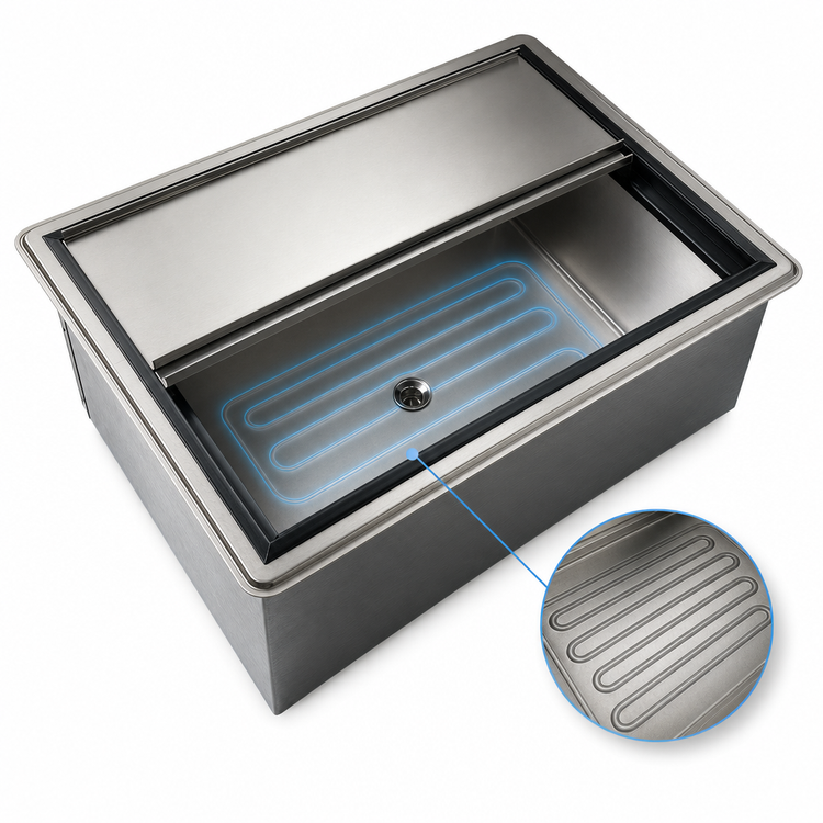 Product image #4 for Krowne Large Drop-In Ice Bin with 10-Circuit Cold Plate, 27 x 20 Inch, 73 lb. Capacity