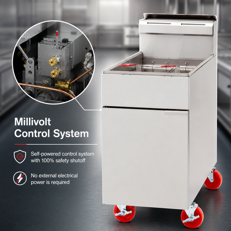 Product image #4 for American Range AF-75 Full-Size Floor Model Gas Fryer, 75 lb. Oil Capacity, 160,000 BTU