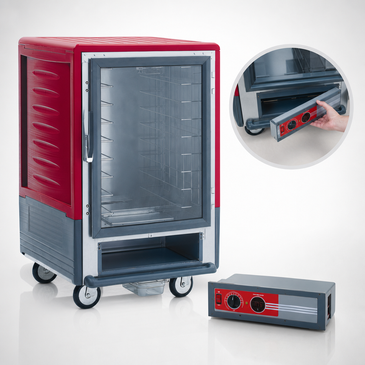 Product image #4 for Metro C5 3 Series Half-Height Mobile Heated Holding Cabinet with Clear Polycarbonate Door and Fixed Wire Slides
