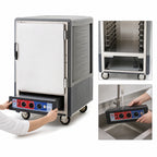 Thumbnail image #4 for Metro C5 Insulation Armour C535-CFS-4-GY Mobile Half-Height Heated Holding & Proofing Cabinet, Insulated Solid Door, 16 Hotel Pan Capacity