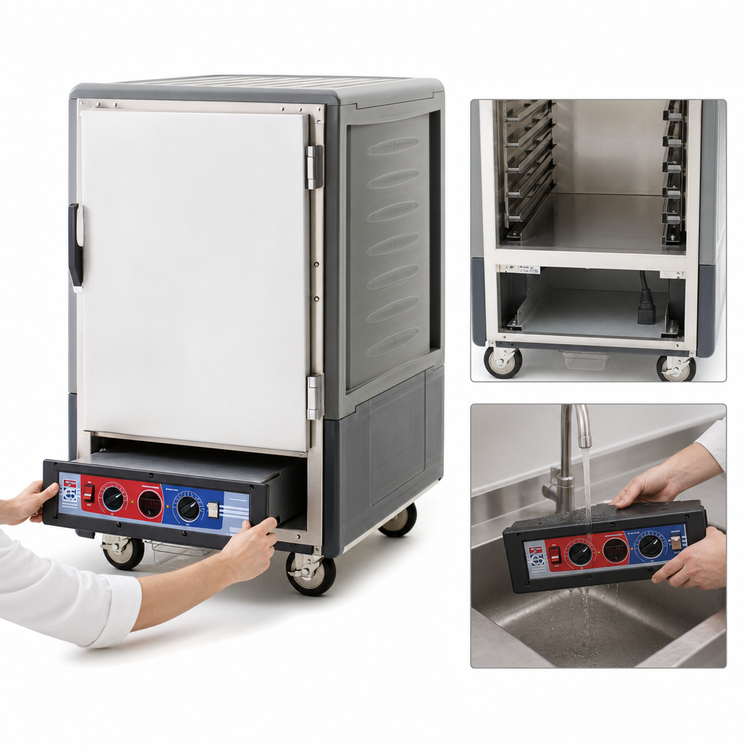Product image #4 for Metro C5 3 Series Mobile Half-Height Heated Holding & Proofing Cabinet with Gray Insulation Armour, Fixed Wire Slides, and Solid Door