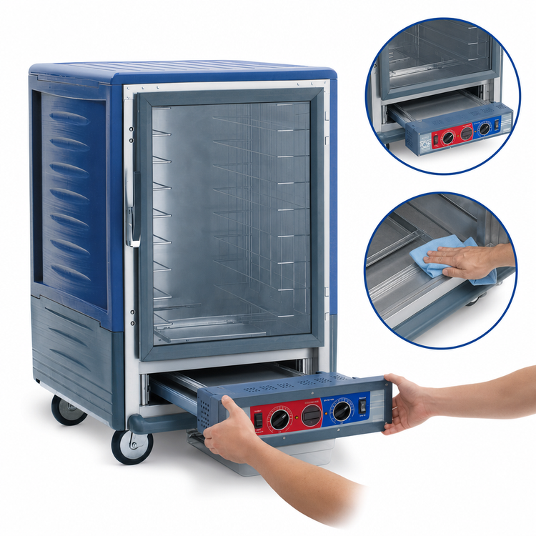 Product image #4 for Metro C5 3 Series Half-Height Mobile Heated Holding and Proofing Cabinet with Clear Polycarbonate Door, Blue Insulation Armour, 1440W