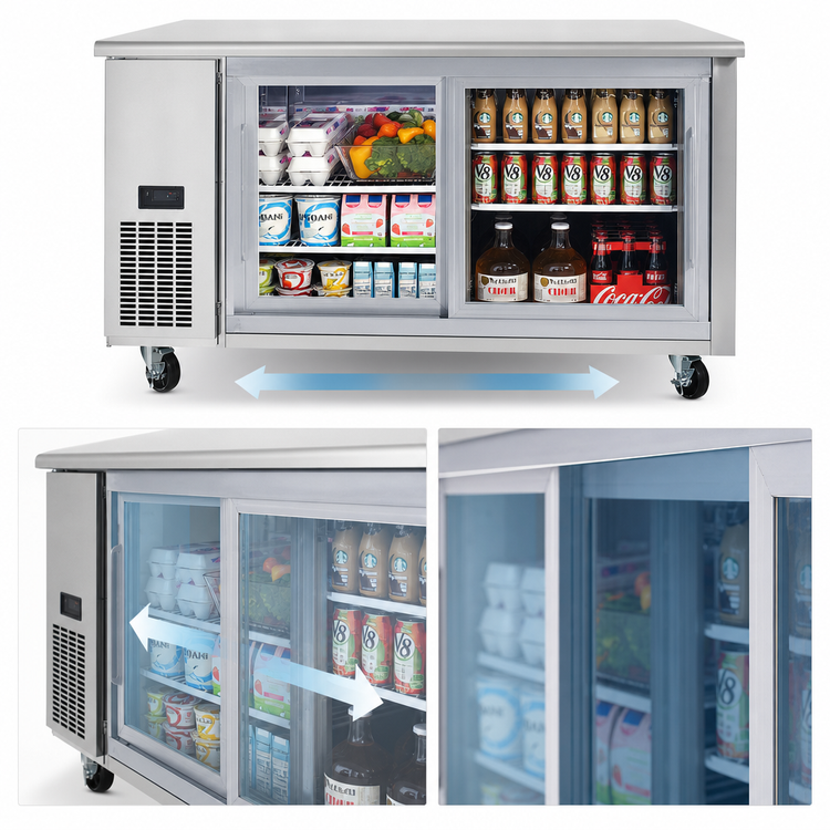 Product image #4 for Everest Refrigeration ETGR2 Two-Section Undercounter/Worktop Glass Door Refrigerator, 18 Cu. Ft.