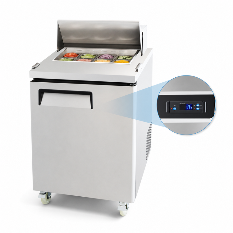 Product image #4 for Atosa 27-1/2-Inch Wide 1-Section Mega Top Sandwich/Salad Prep Table Refrigerator with 12 1/6 Pans