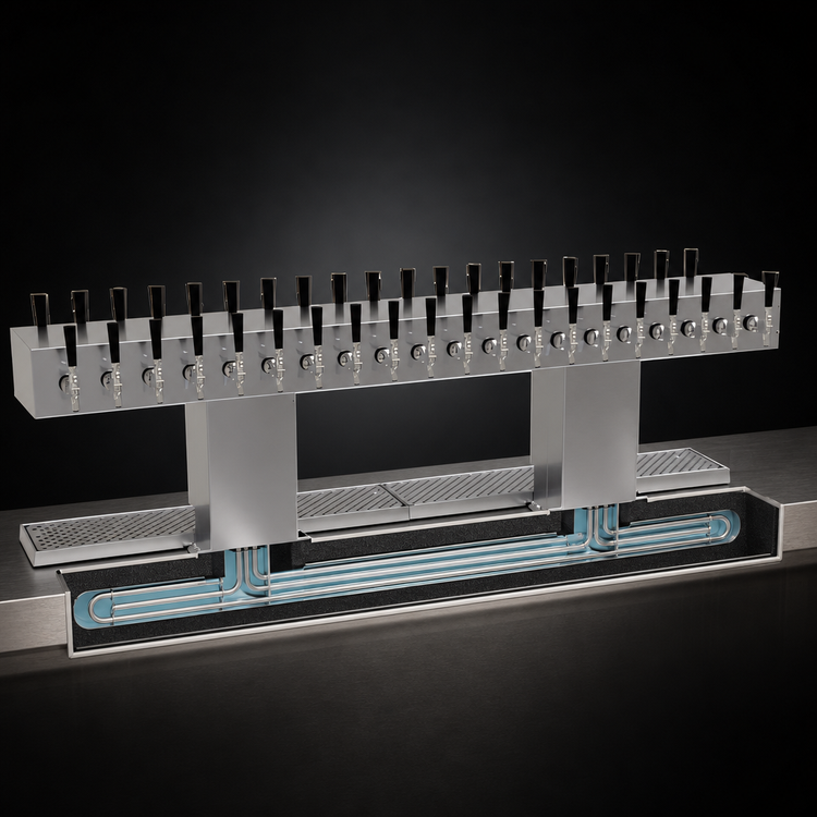 Product image #4 for Glastender Double-Sided Countertop Glycol-Cooled Draft Dispensing Tower, 40 Faucets