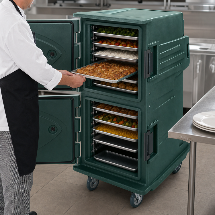 Product image #5 for Cambro Camtherm Tall Profile Electric Hot Holding Cart with Double Doors and 12 Sheet Pan Capacity