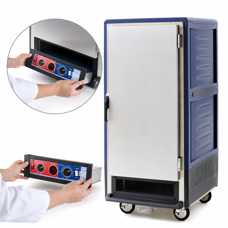Product image #4 for Metro C5 3 Series 3/4 Height Low-Watt Heated Holding and Proofing Cabinet, Blue, Fixed Wire Slides