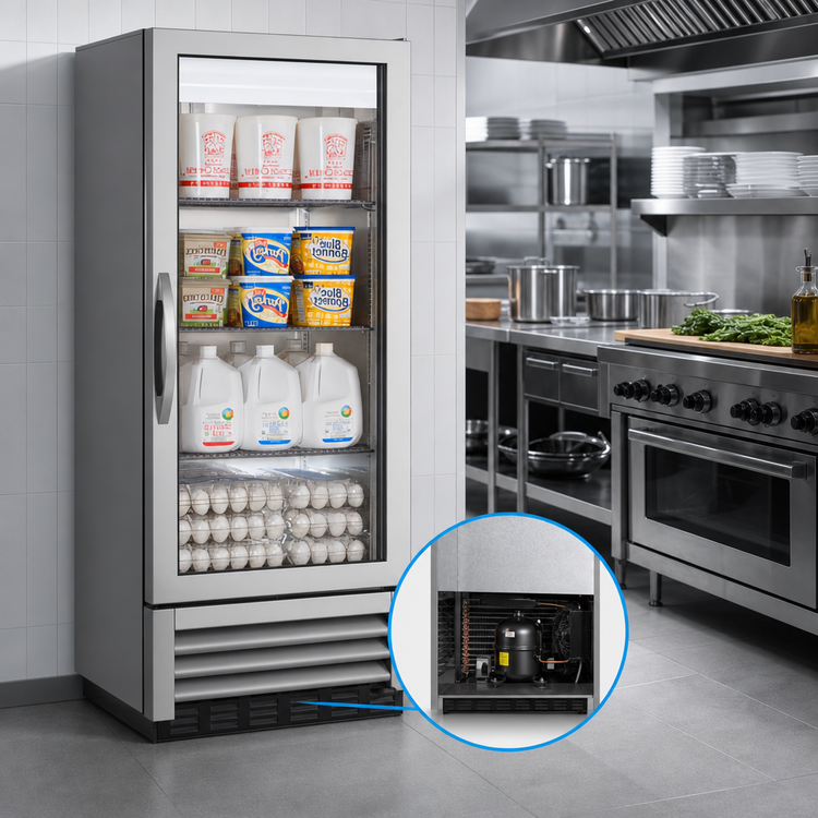 Product image #4 for True One-Section Framed Glass Swing Door Reach-In Refrigerator with Bottom-Mount, Self-Contained R290 Refrigeration