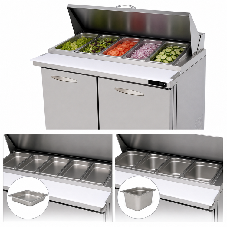 Product image #4 for Kool-It Signature 48-Inch Two-Section Double Door Mega Top Sandwich / Salad Prep Table