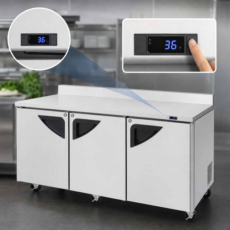 Product image #4 for Turbo Air Super Deluxe 72 5/8-Inch 3-Section Worktop Refrigerator, 19 Cu. Ft.