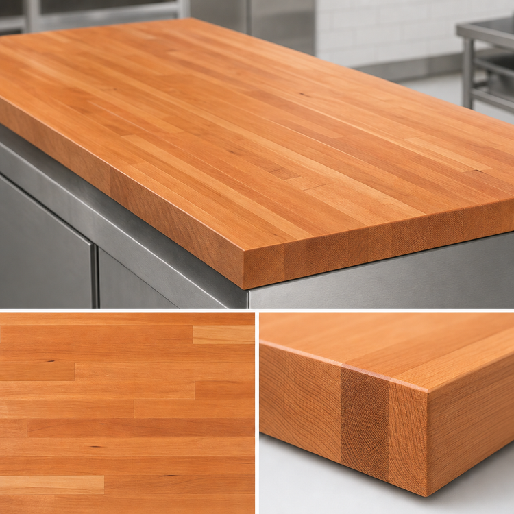 Product image #4 for John Boos Boos Block American Cherry Edge Grain Kitchen Countertop, 96 x 27 x 1-1/2 Inch, Varnique Finish, Flat No-Backsplash