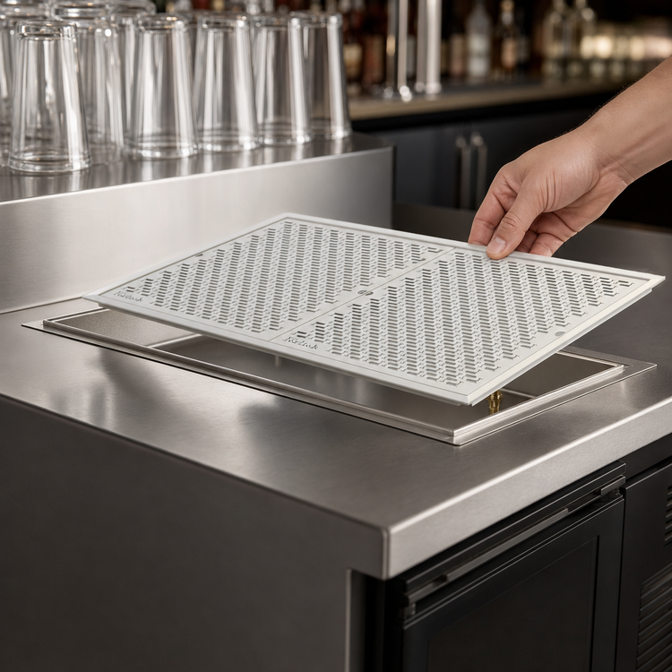 Product image #4 for Perlick Drop-In Stainless Steel Drip Tray Trough for Service Stations, 24 x 12 Inches