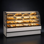 Thumbnail image #4 for Federal Industries Curved Glass Series CGD5948 Non-Refrigerated Curved Glass Bakery Display Case, Full-Service, LED, 3 Shelves, 59.13 Inch Wide