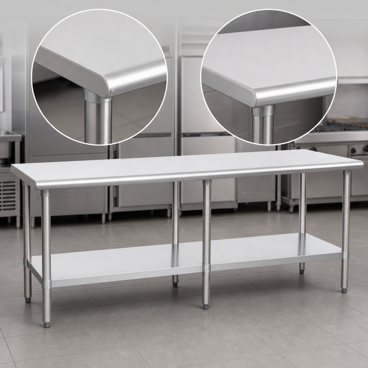 Product image #4 for Eagle Budget Series 144-Inch x 24-Inch Flat Top Work Table with Adjustable Undershelf, 430 Stainless Steel Top, Galvanized Base