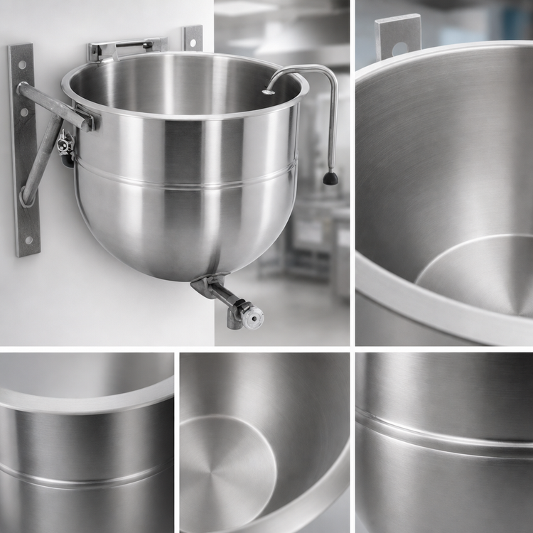 Product image #4 for Legion LTWT-50 50-Gallon Stationary Wall-Mount Direct Steam Kettle with 2/3 Jacket and 304 Stainless Steel Liner
