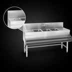Thumbnail image #4 for Eagle Group Spec-Bar B5-3-L-24 Three-Compartment Underbar Sink Unit with Left Drainboard, 60 x 24 x 37 Inches, Includes T&S Faucet