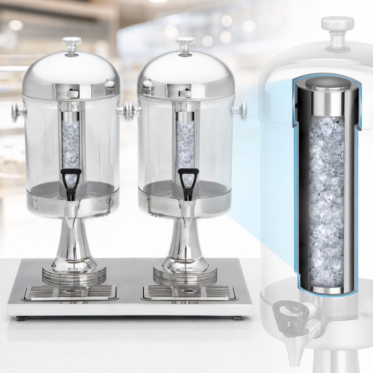 Product image #4 for Cash & Carry Double 2-Gallon Beverage Dispenser with Stainless Steel Ice Core