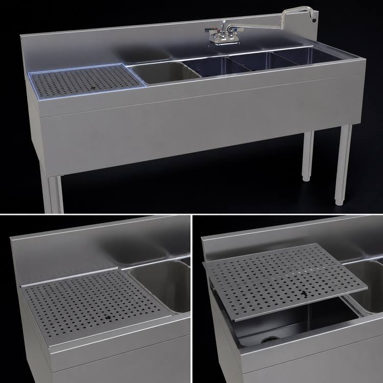 Product image #4 for Glastender Four-Compartment Underbar Sink Unit with Left Drainboard, 66-Inch x 19-Inch