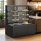 Thumbnail image #4 for Structural Concepts Reveal® NR3655DSV Freestanding Non-Refrigerated Pastry Display Case, Full-Service, 3 Adjustable Glass Shelves, Black