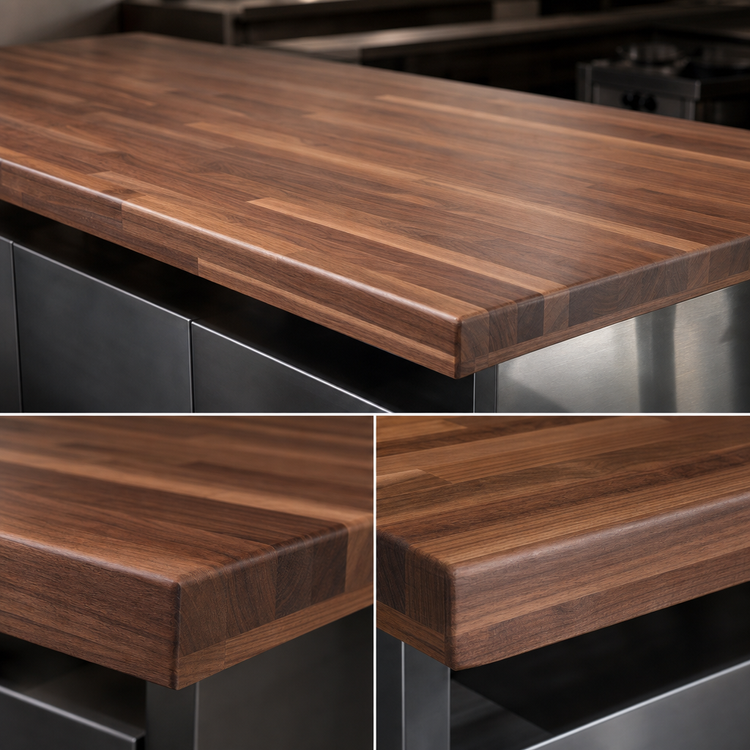 Product image #4 for John Boos Boos Block American Black Walnut Blended Edge Grain Kitchen Countertop, 96 x 36 x 1-1/2 Inches