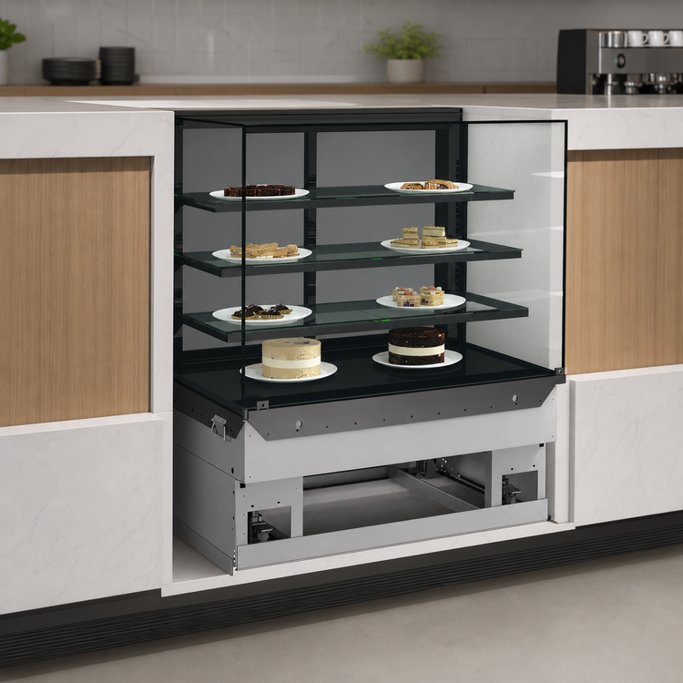 Product image #4 for Reveal® 35-3/4-Inch Wide Non-Refrigerated Slide-In Service Counter Case with 3 Adjustable Glass Shelves