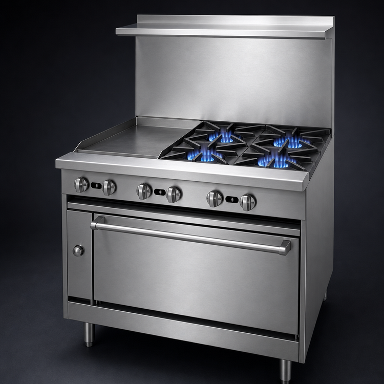 Product image #4 for Jade Range Bistro JBR-12G-4 36 Inch Gas Restaurant Range with 4 Open Burners and 12 Inch Griddle, Cabinet Base