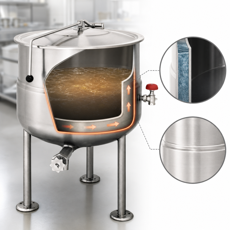 Product image #4 for Cleveland Range KDL150 150-Gallon Direct Steam Partial-Jacket Steam Kettle with Tri-Leg Base