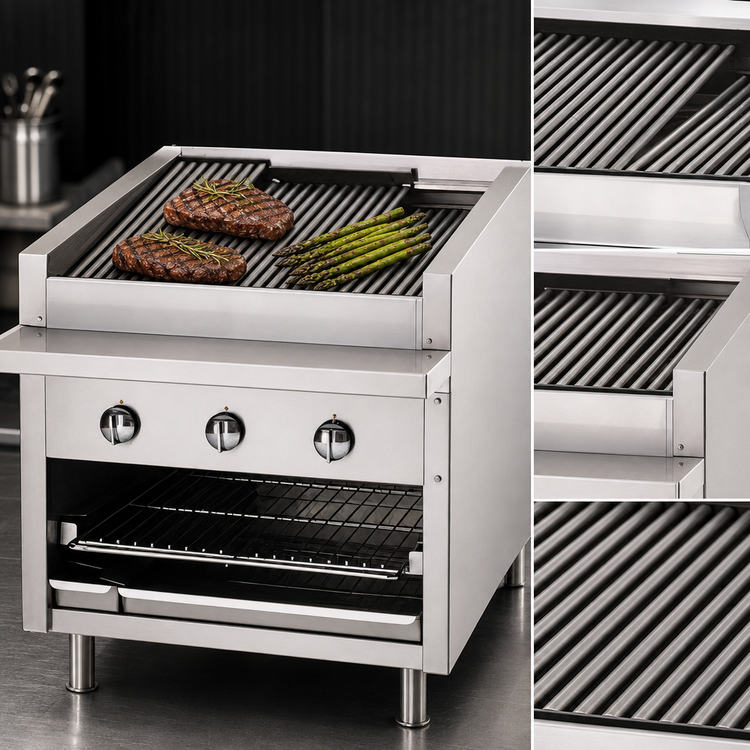 Product image #4 for Dante Series 24-Inch Countertop Gas Radiant Charbroiler with Free-Floating Round Rod Top Grate